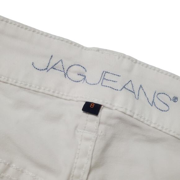 Jag Jeans Mid Rise Wide Leg Stretch Nautical Silver Buttons White Pants Jeans 8 - Picture 6 of 9